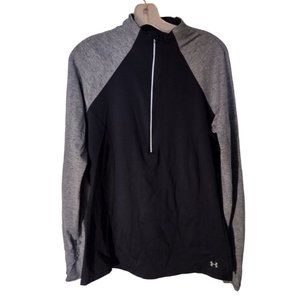 Women's Large Under Armour 1/2 Zip‎ Long Sleeve Storm Black & Grey Jacket